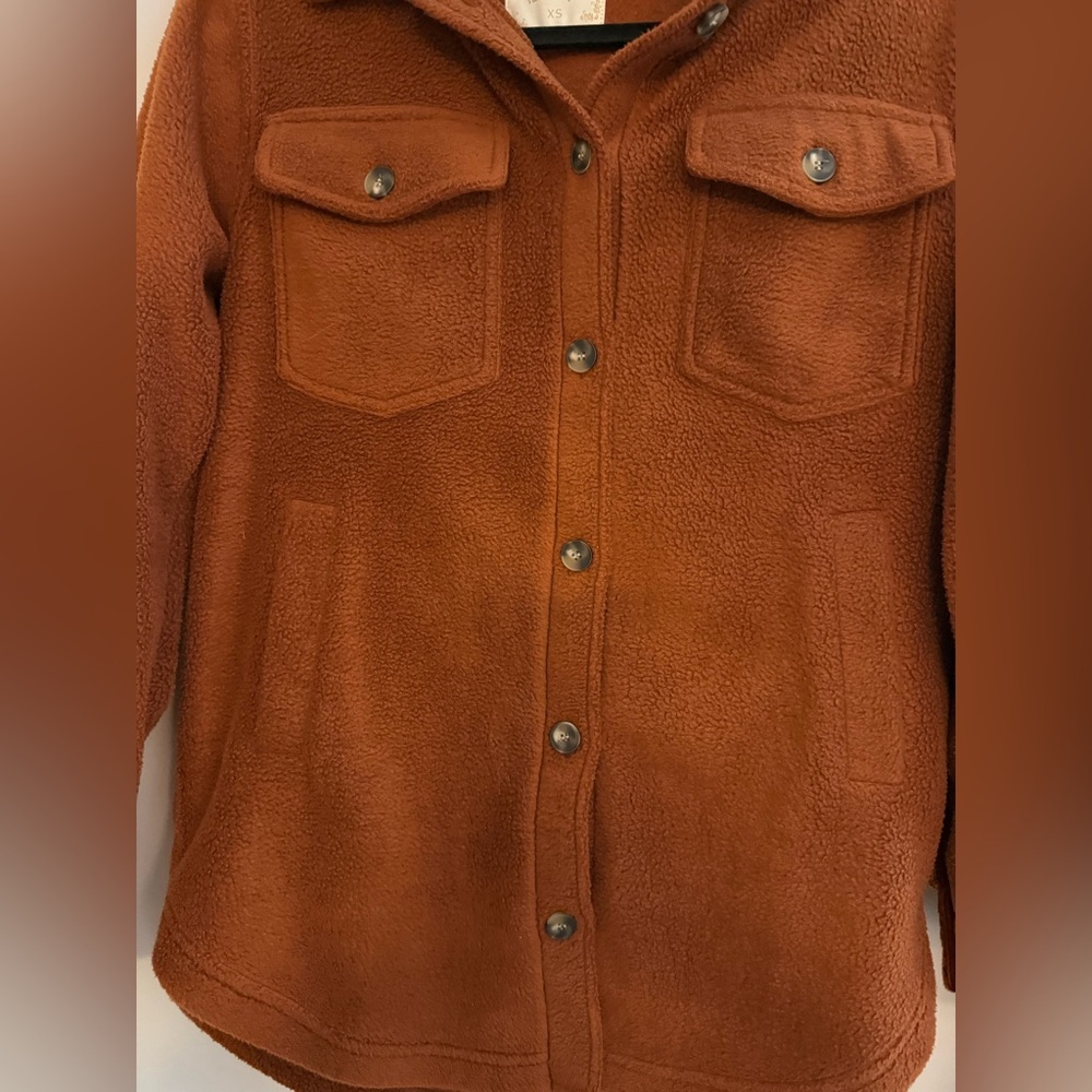 Altar'd State Rust Colored Fuzzy Shacket - image 3